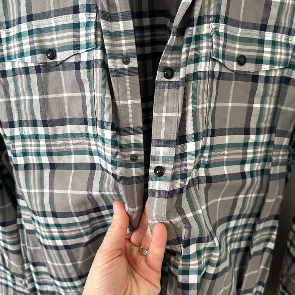 Express Men's Fitted Snap Button Down Plaid Shirt… - image 6